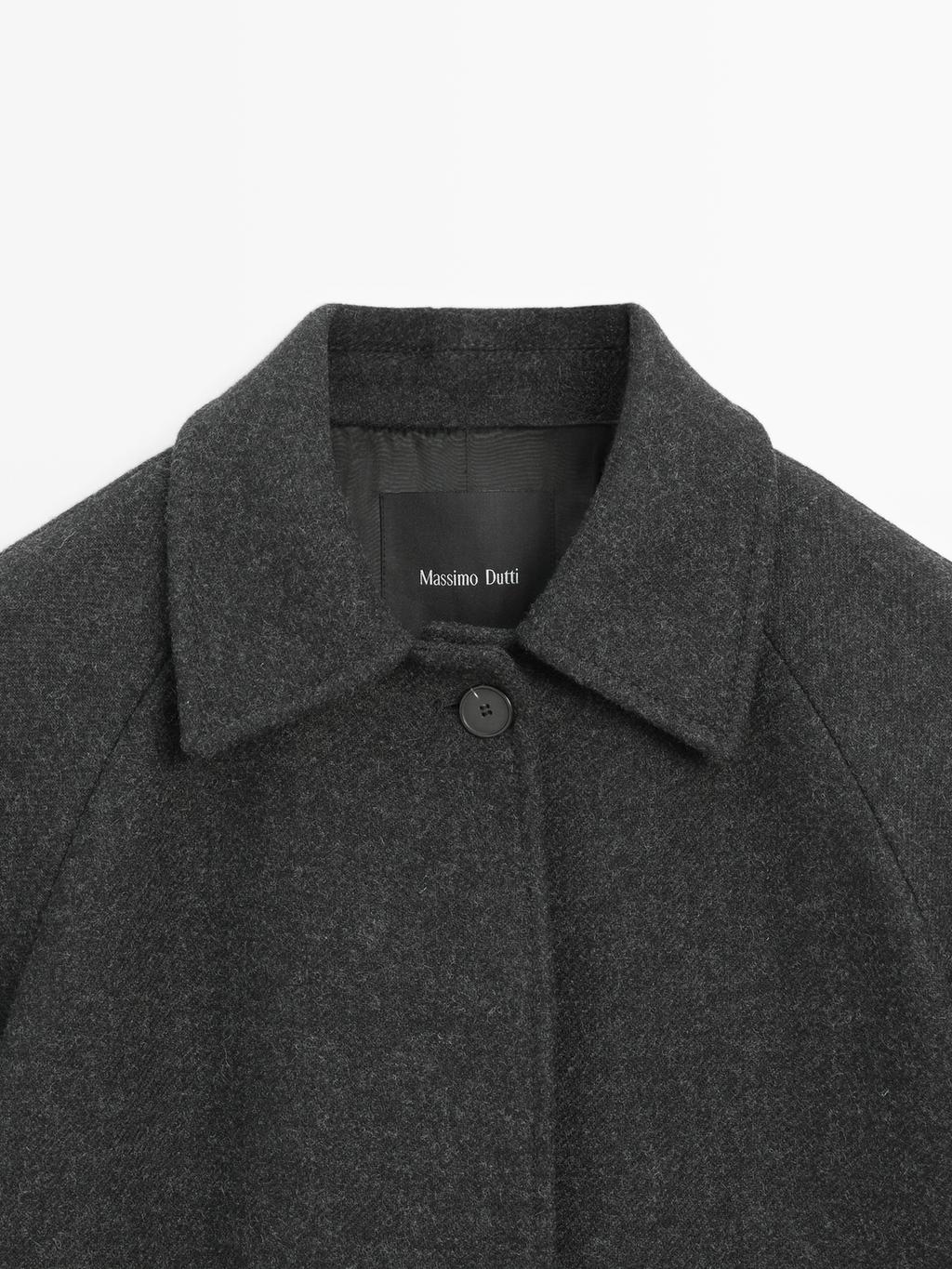 Short wool blend raglan sleeve coat