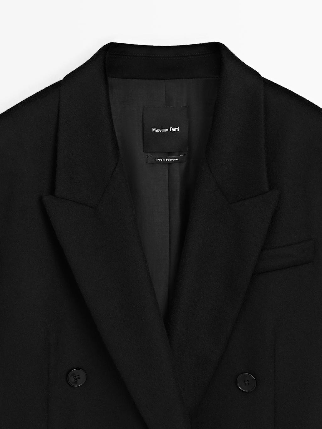 100% wool long double-breasted coat