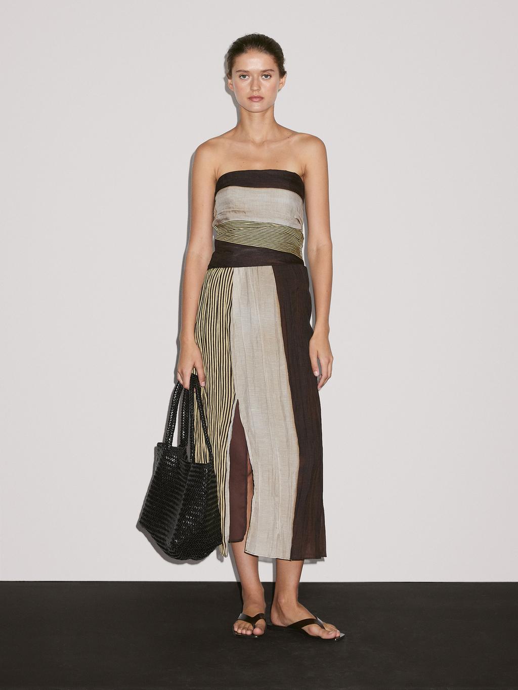 Strapless dress with gathered detail