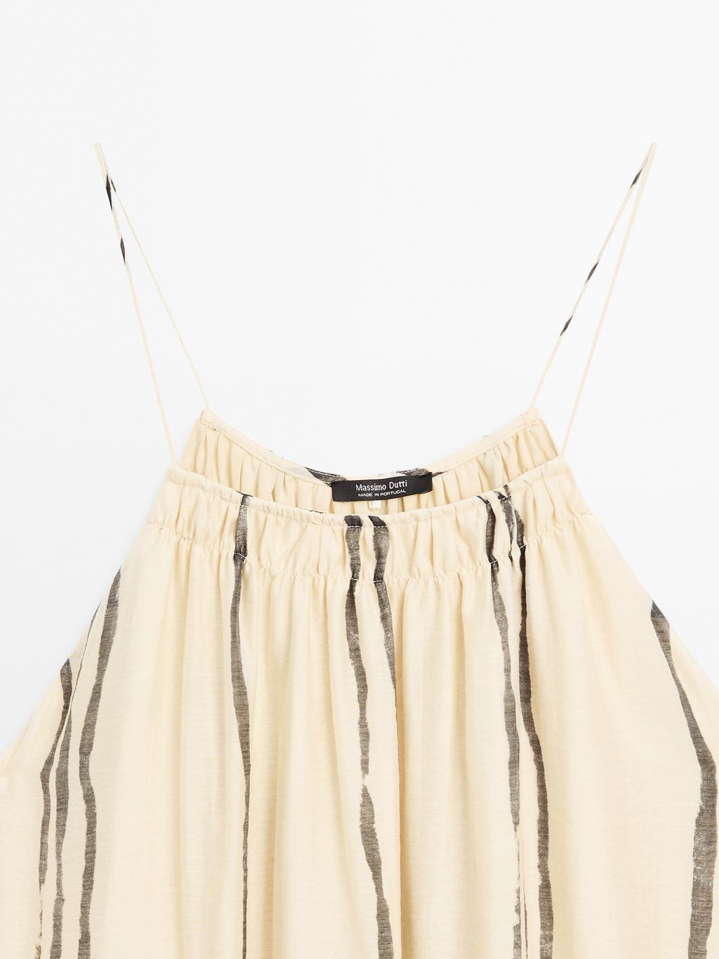 Flowing stripe print midi dress