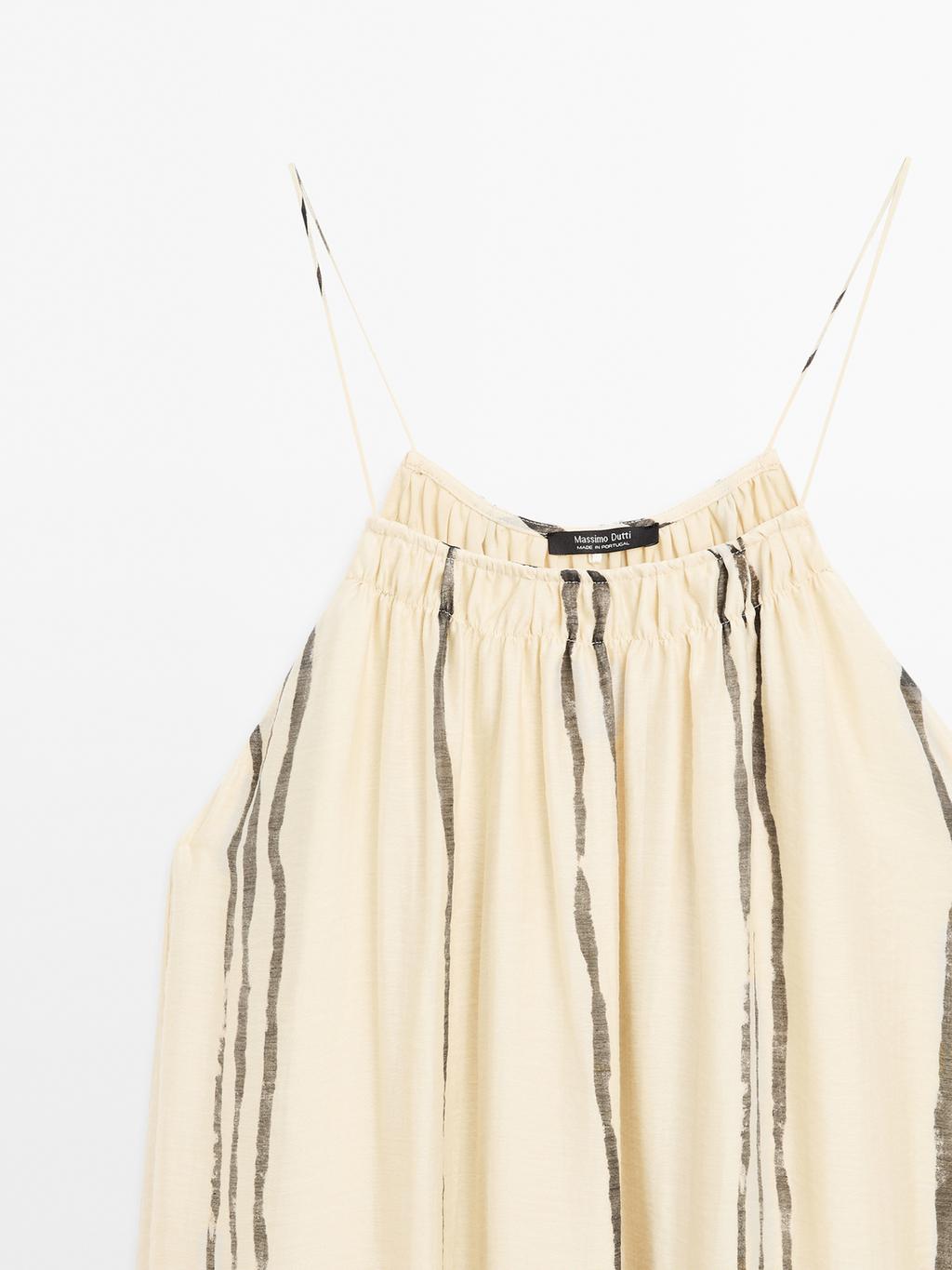 Flowing stripe print midi dress