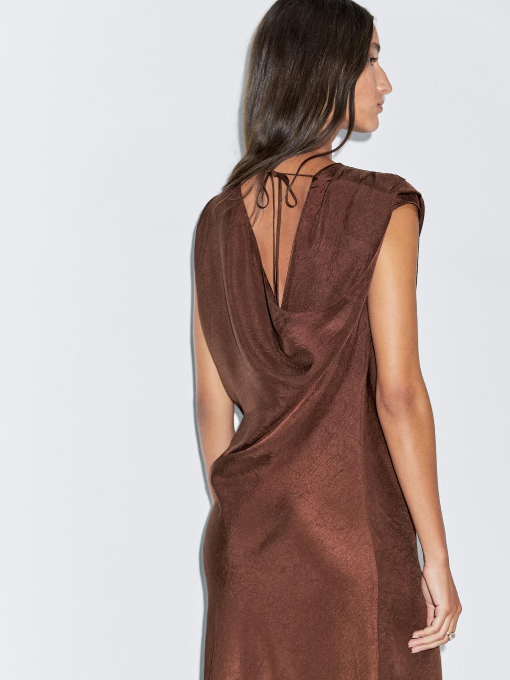 Long satin dress with open back