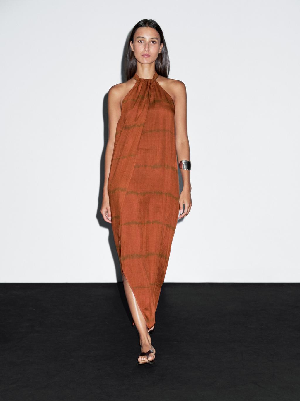 Long striped halter dress