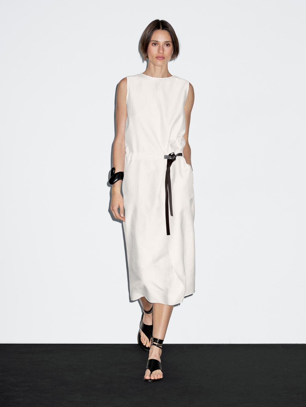 Midi dress with belt detail