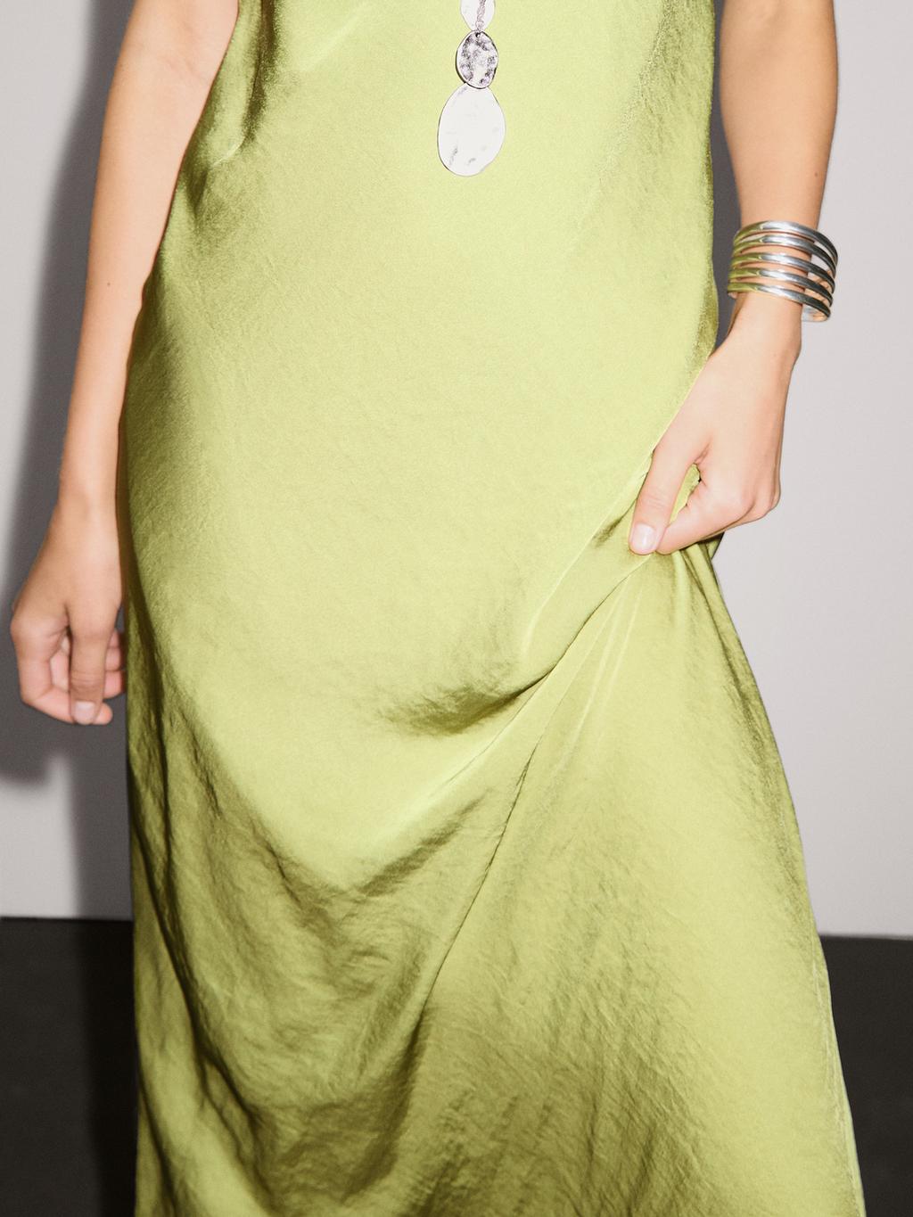 Flowing satin midi dress