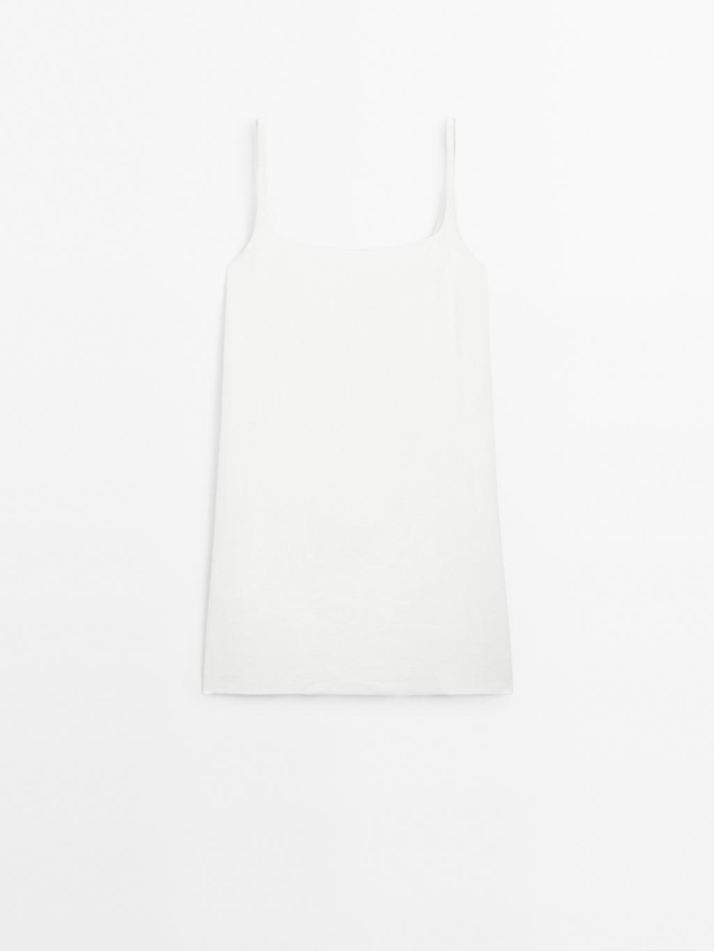 Strappy linen blend mini dress