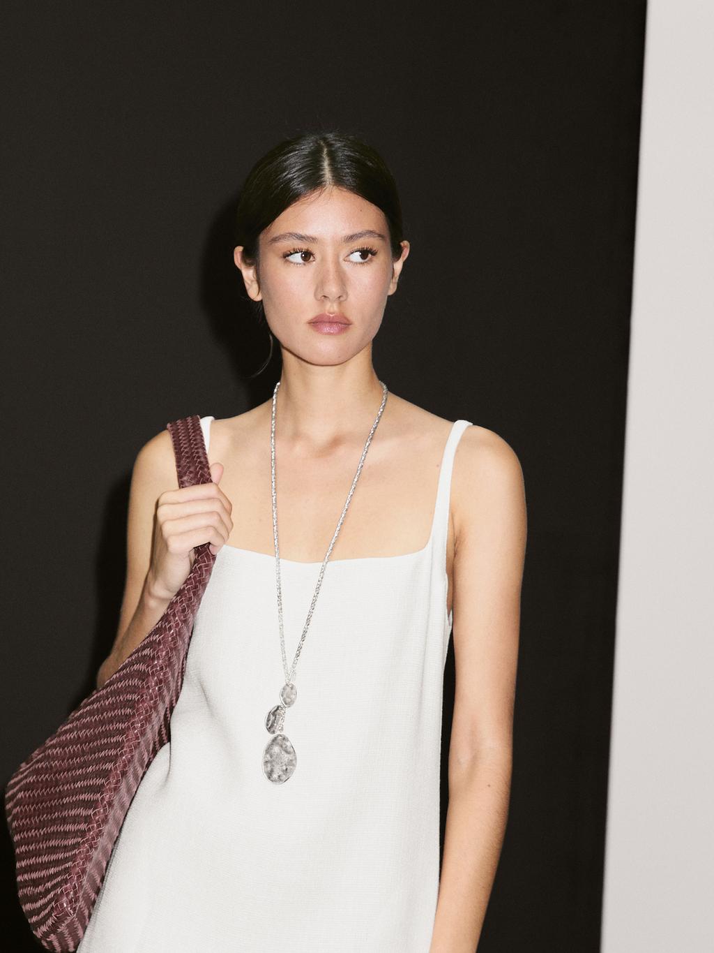 Strappy linen blend mini dress