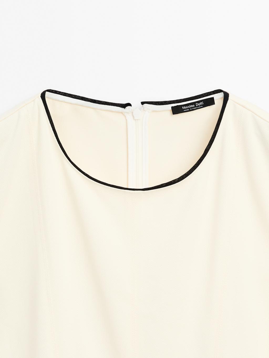 Flounce dress with contrast trims