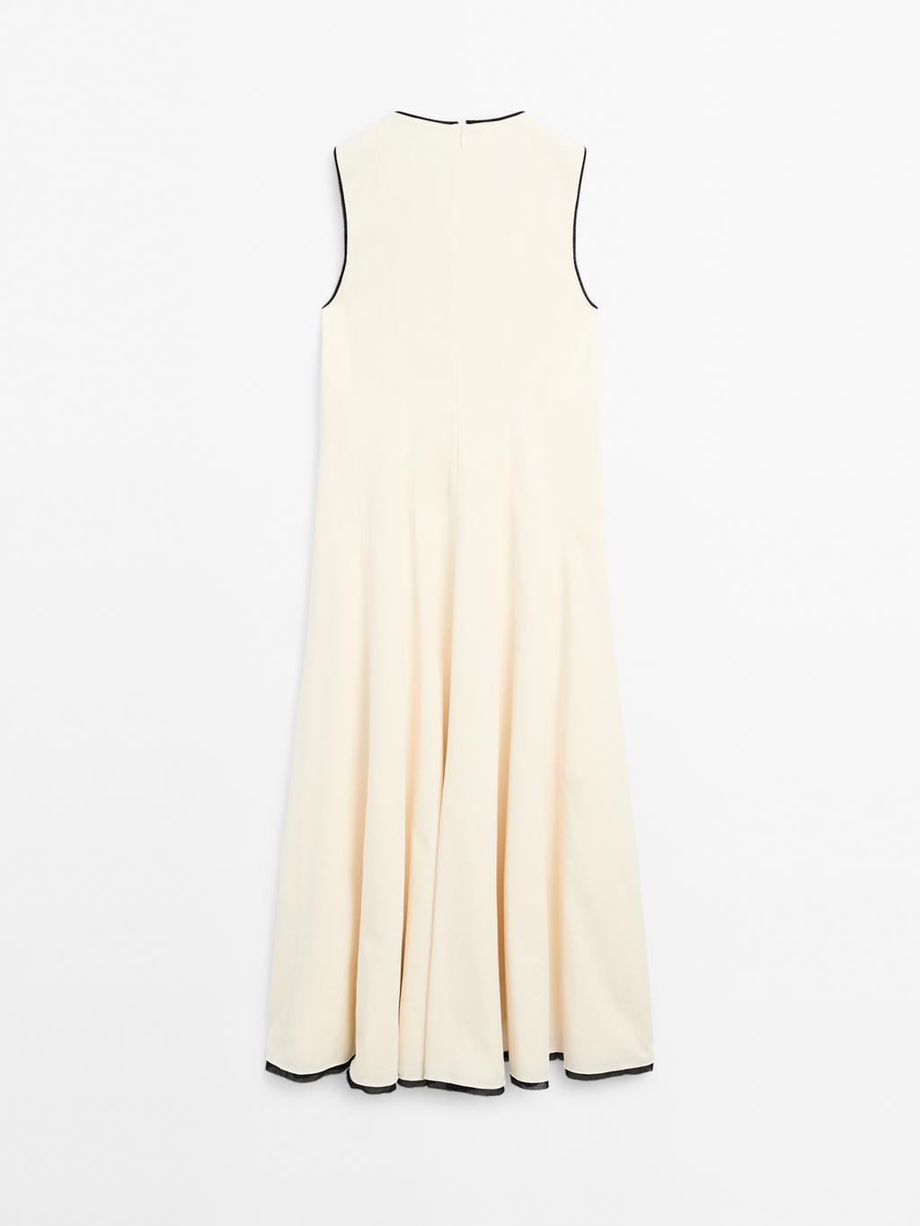 Flounce dress with contrast trims