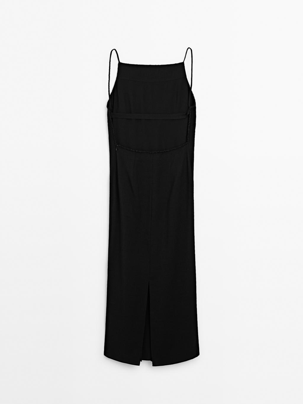 Long dress with rhinestone detail