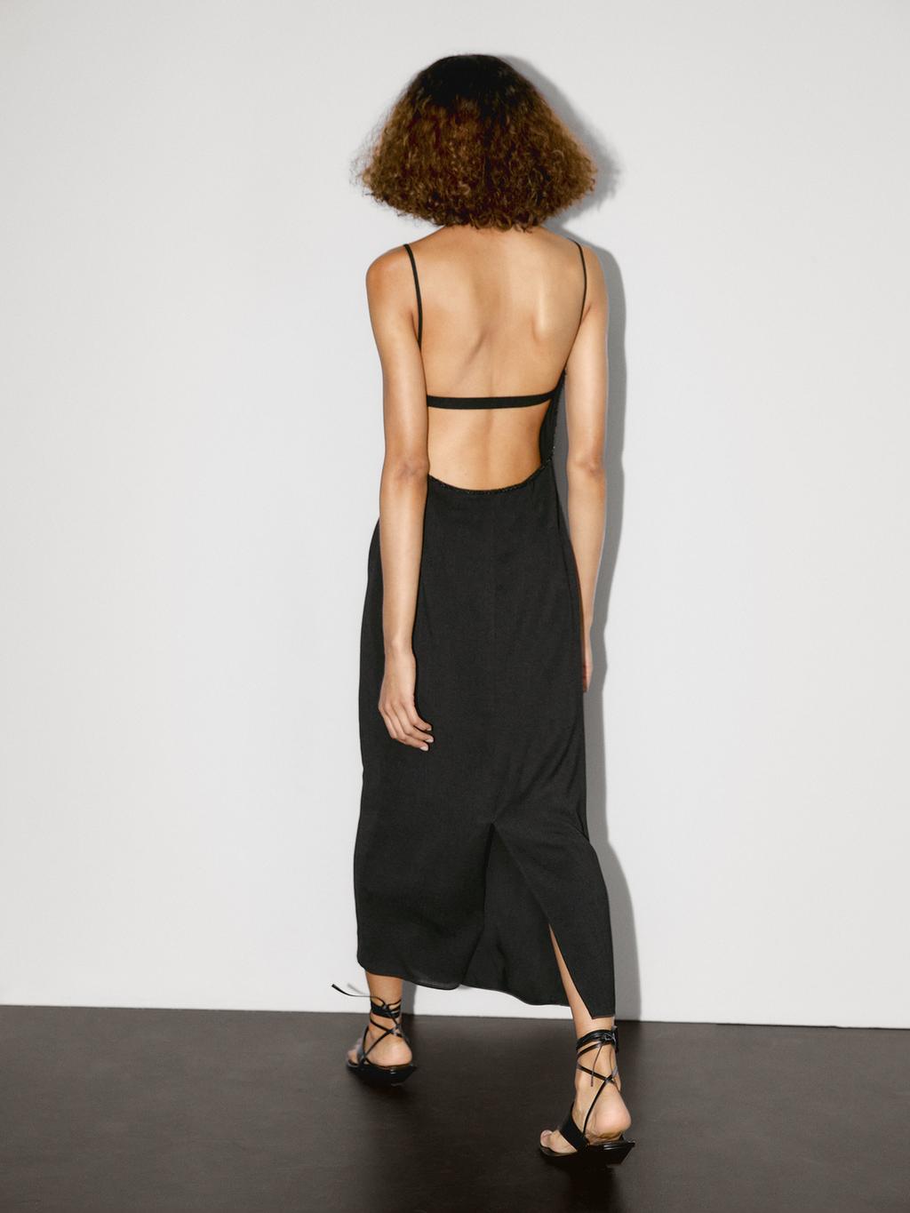 Long dress with rhinestone detail