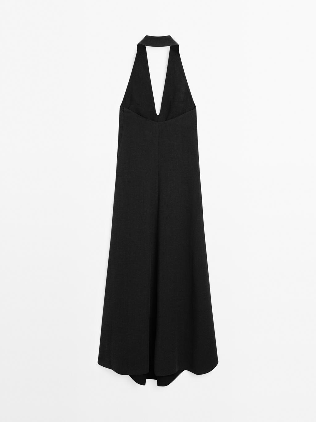Halter midi dress with low-cut back
