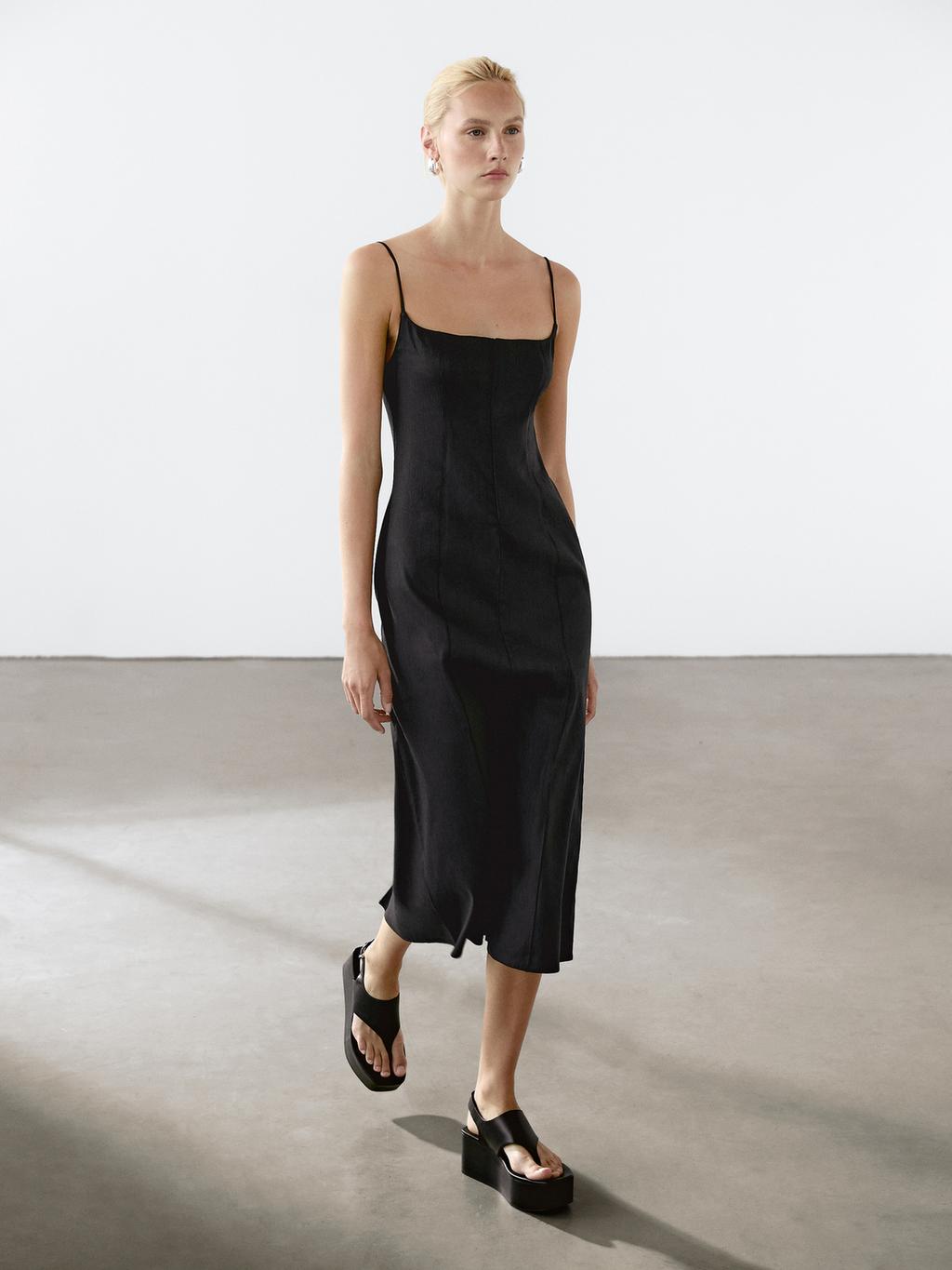 Strappy linen midi dress