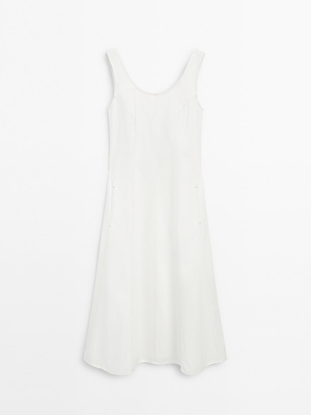 100% cotton denim midi dress