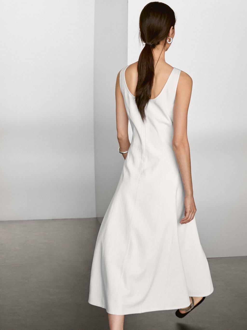 100% cotton denim midi dress