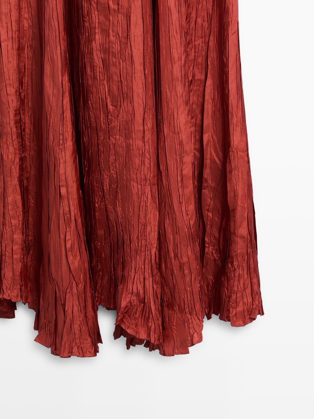 Long pleated satin dress