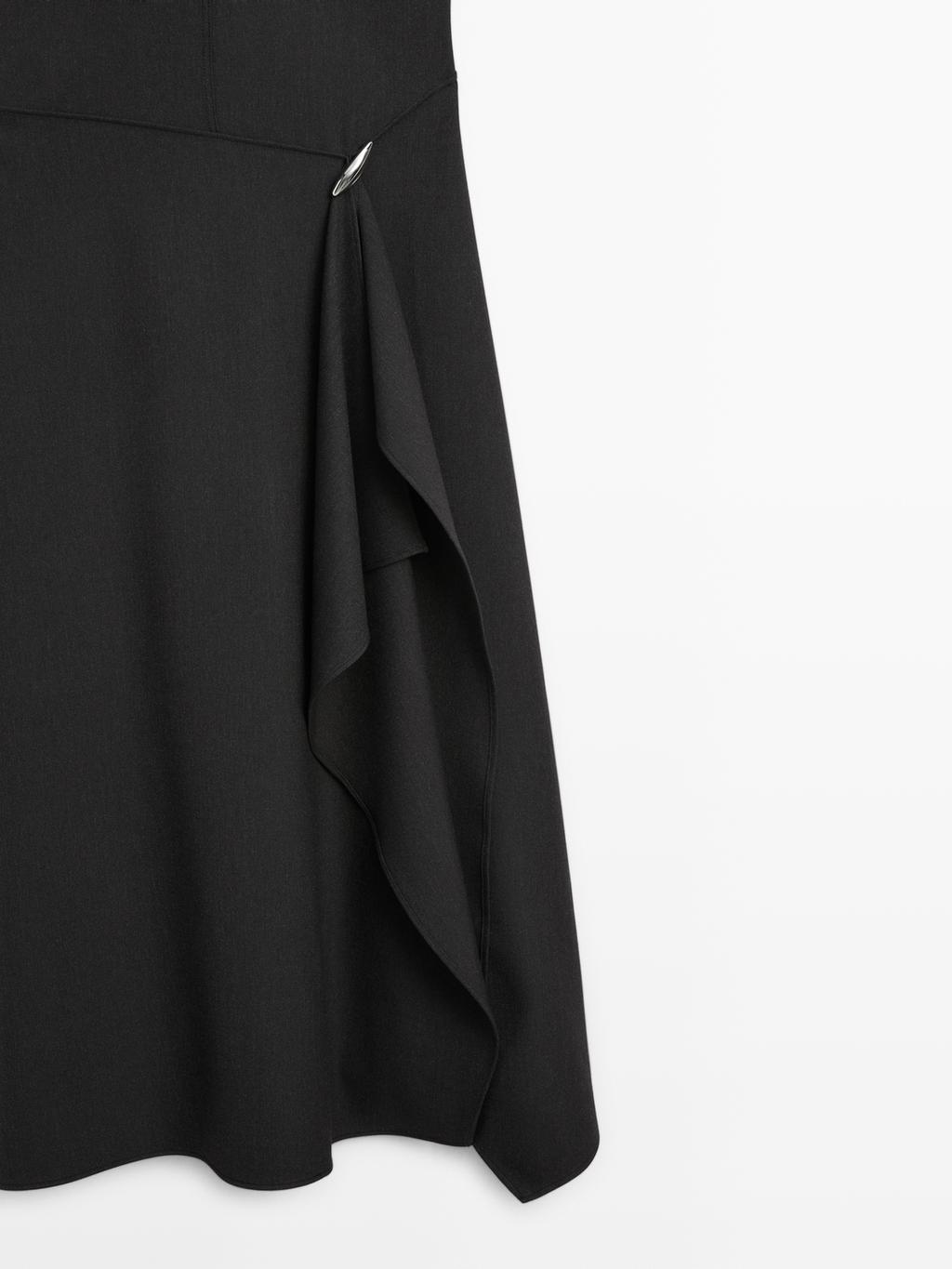 Midi dress with brooch detail