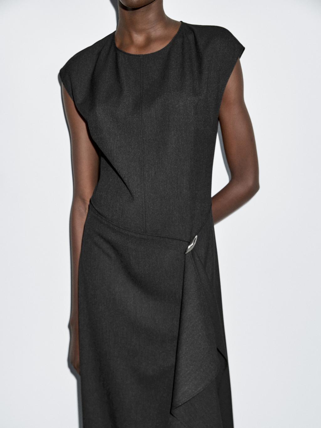 Midi dress with brooch detail