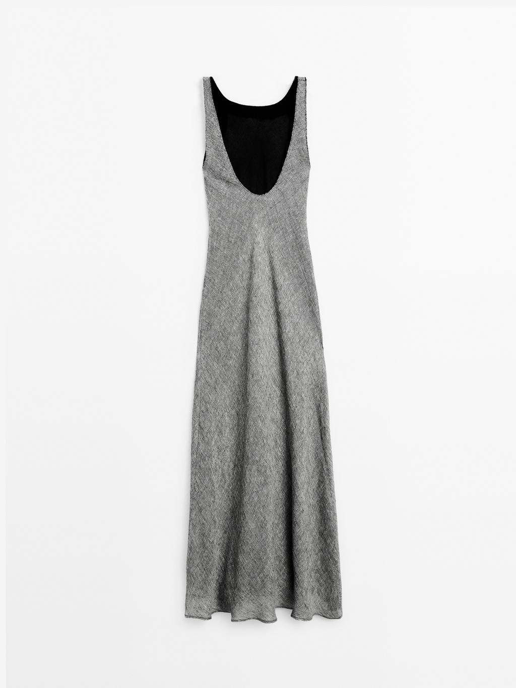 100% linen midi dress