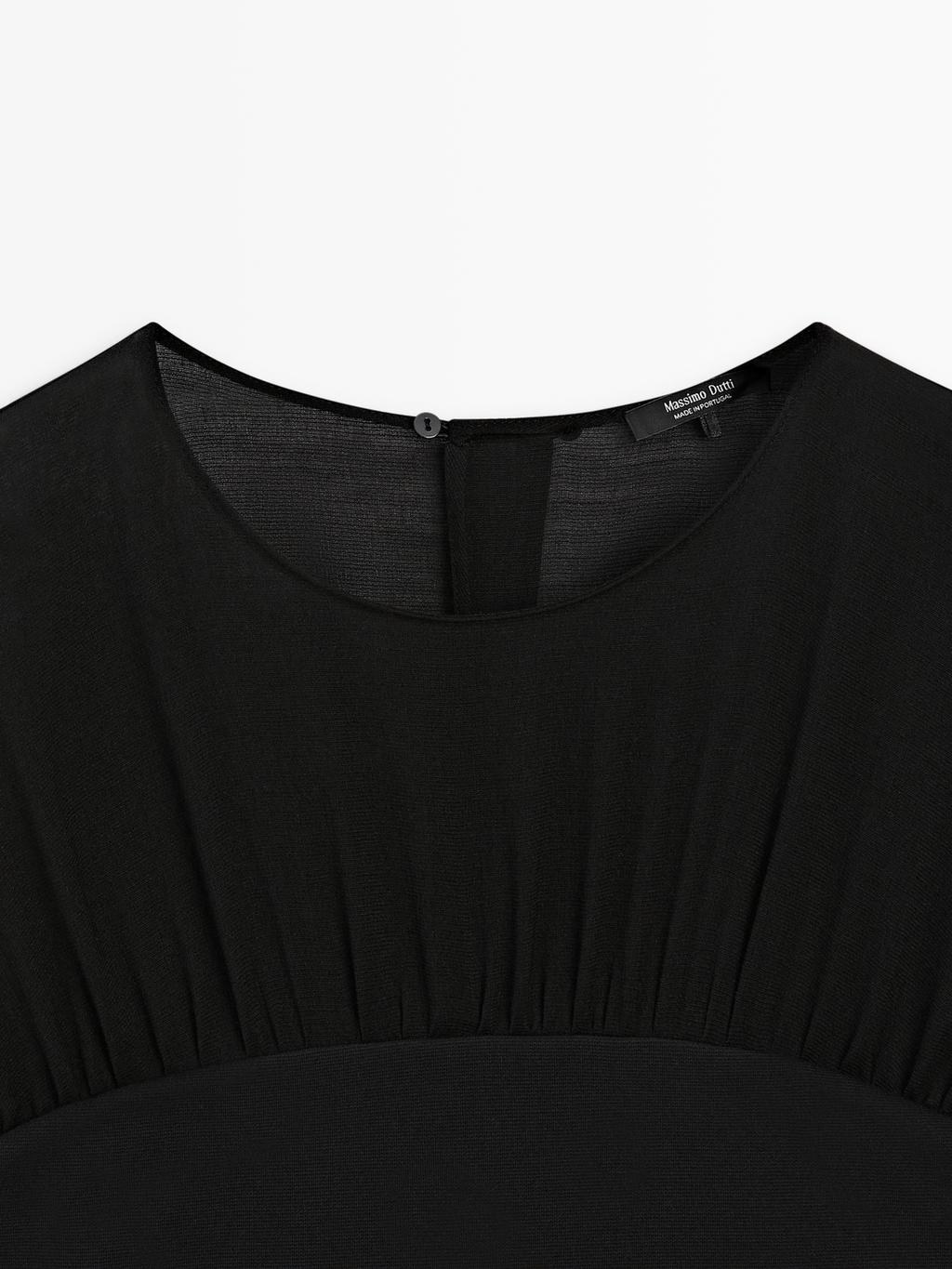 Contrast semi-sheer midi dress