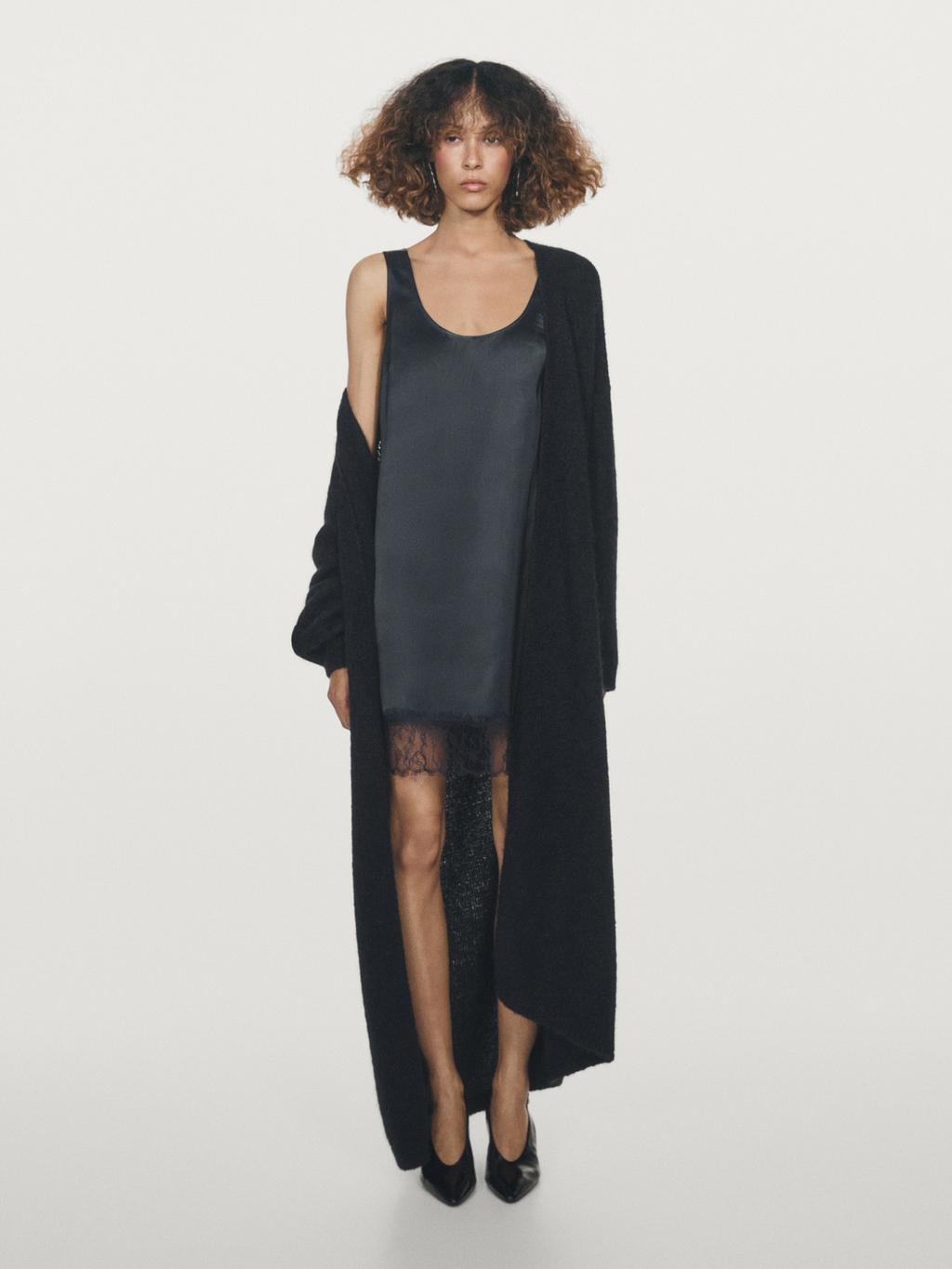 Short flowing satin dress