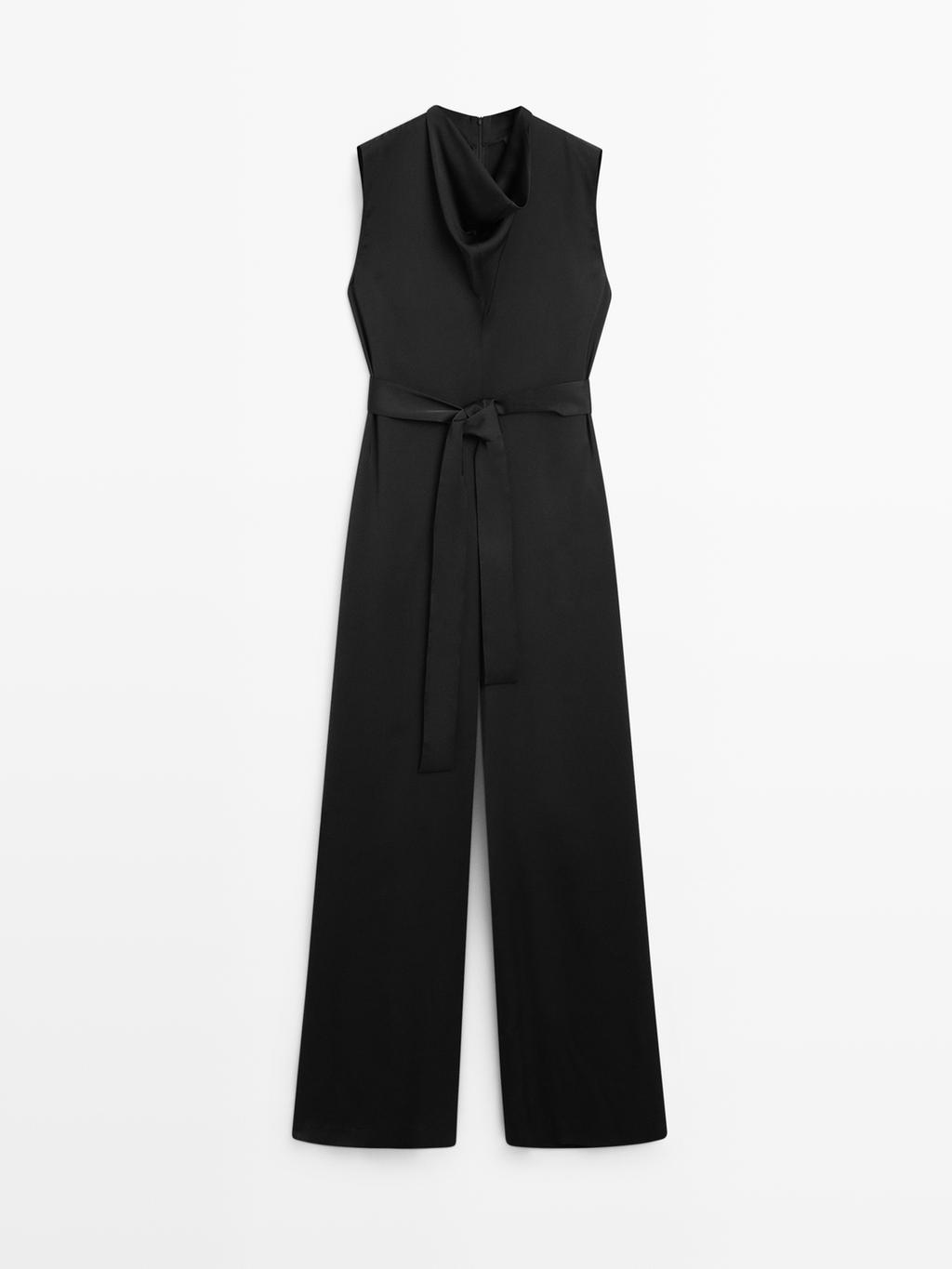 Flowing satin jumpsuit