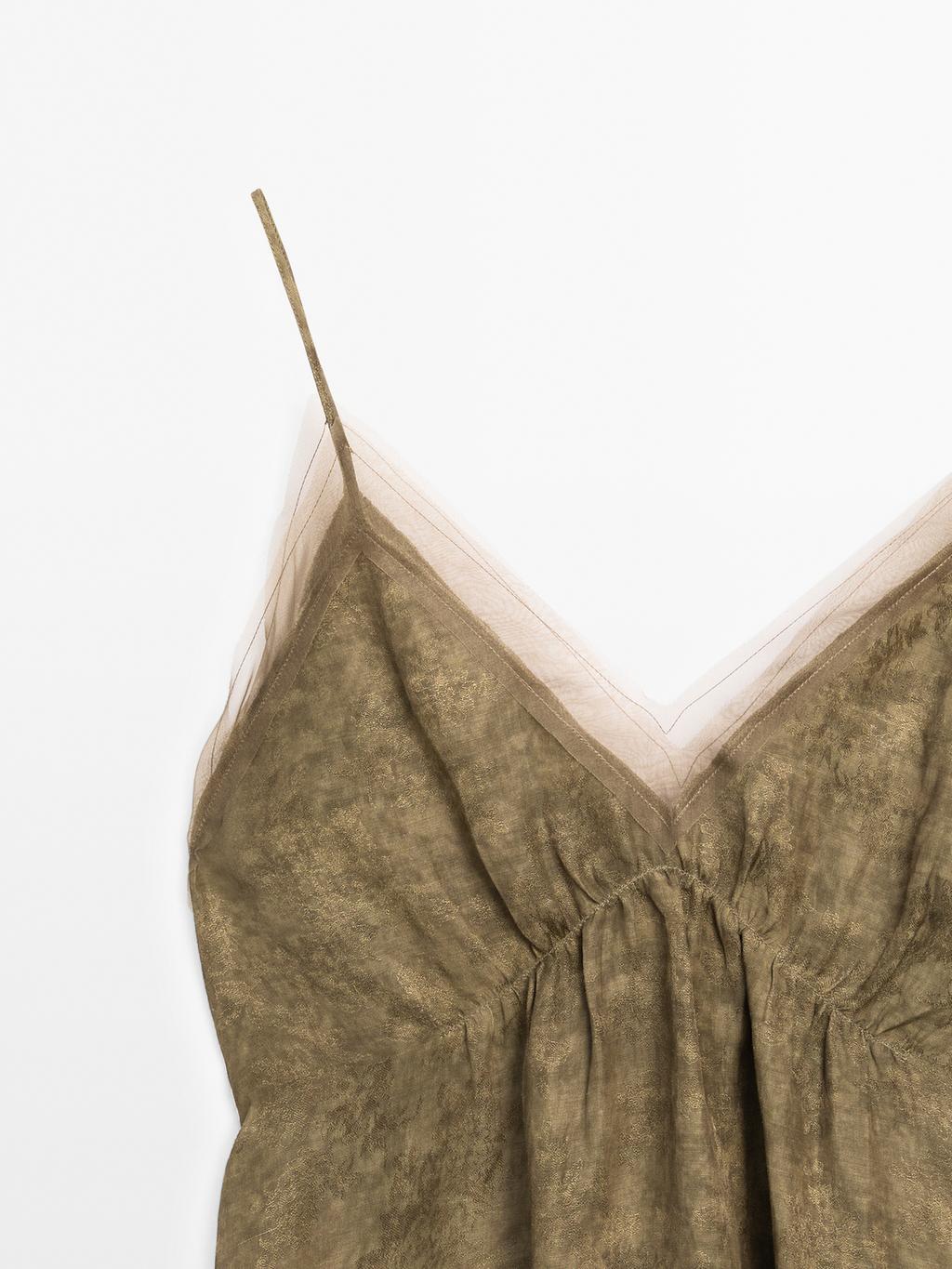 Midi slip dress with sheer detail