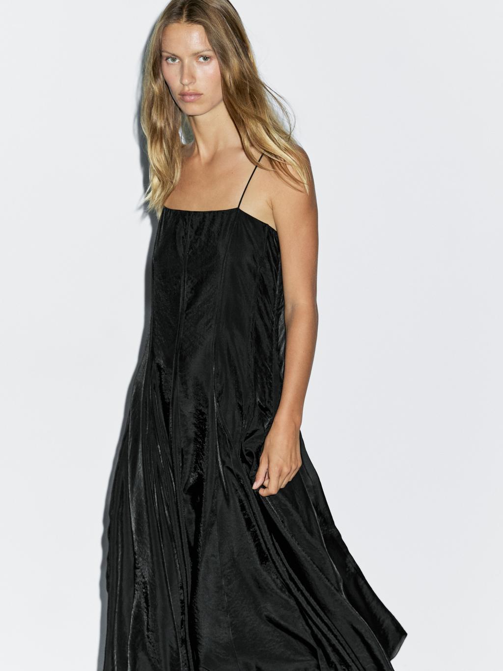 Flowing midi dress with godet detail