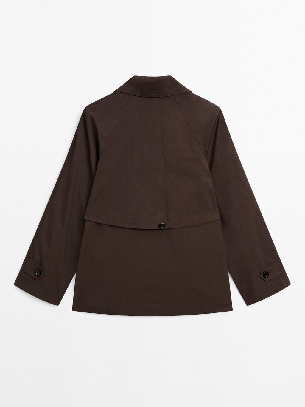 Cotton blend trench coat with back detail
