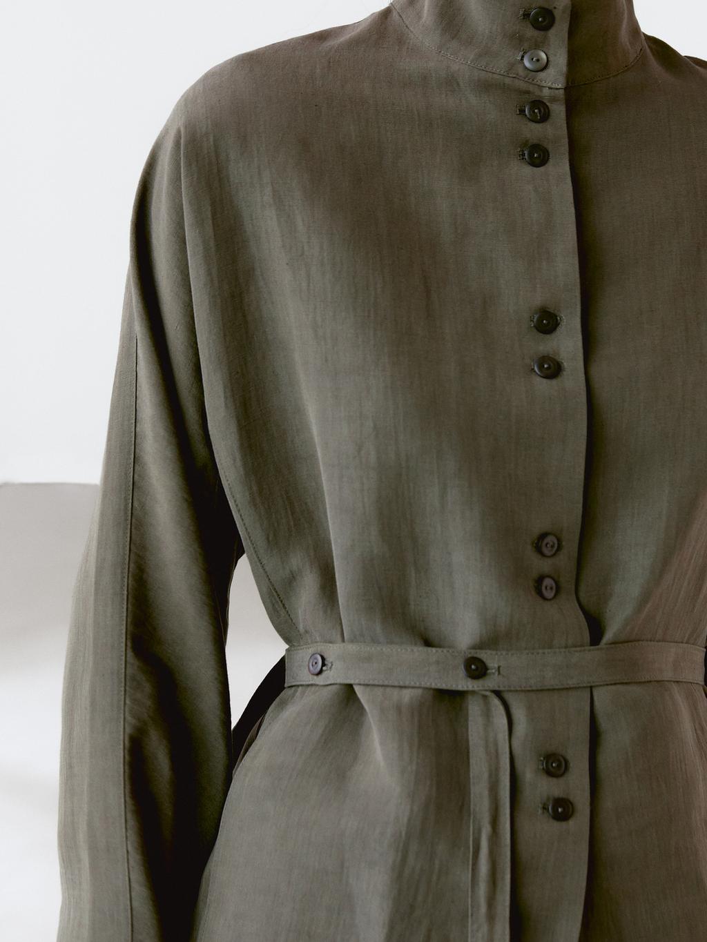 Linen blend stand collar jacket
