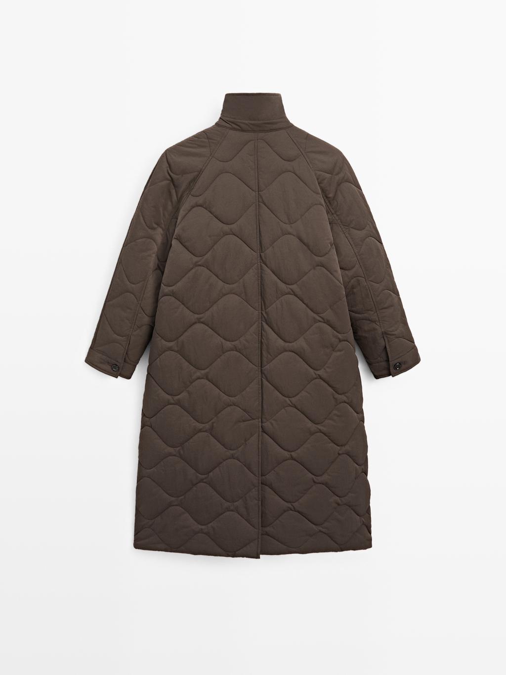 Long water-repellent puffer jacket