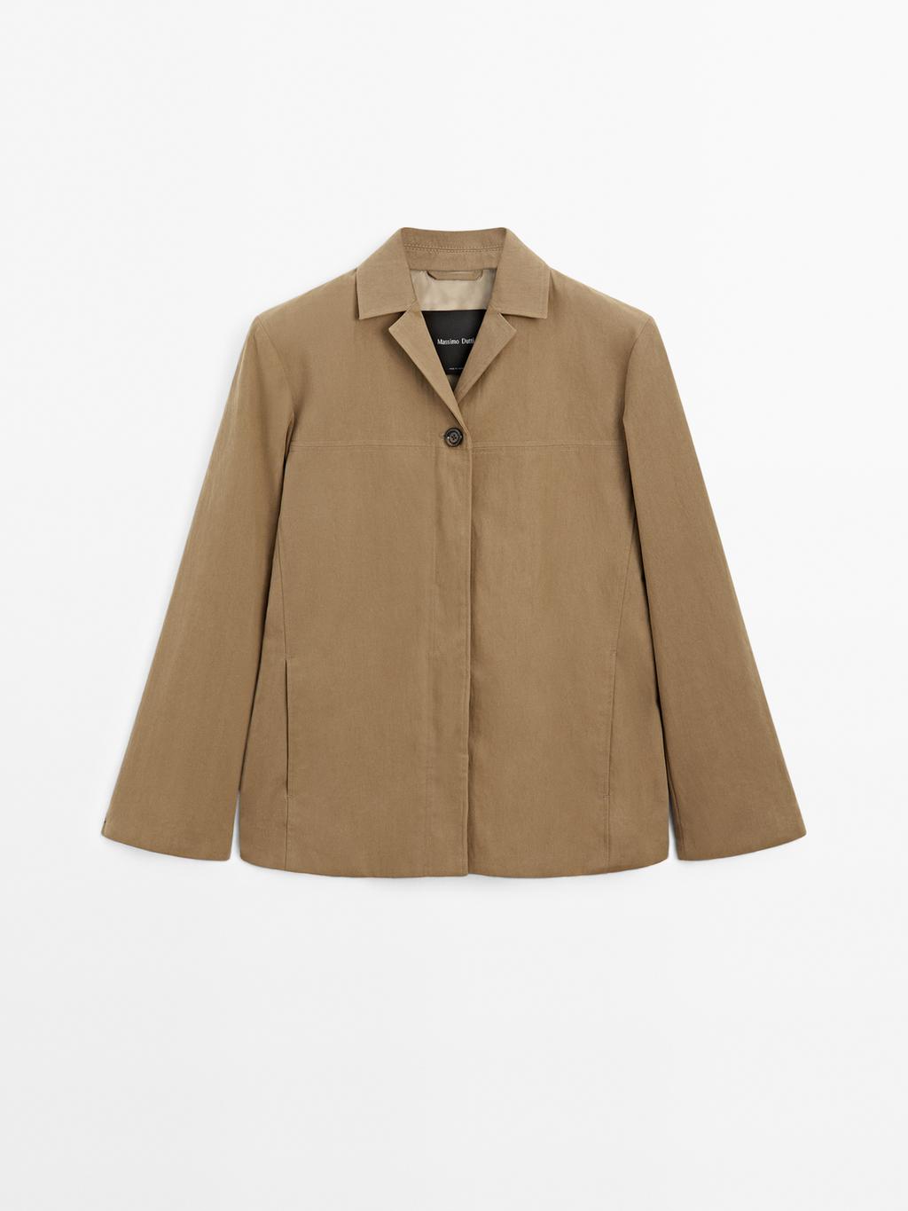 Cotton blend blazer with button detail