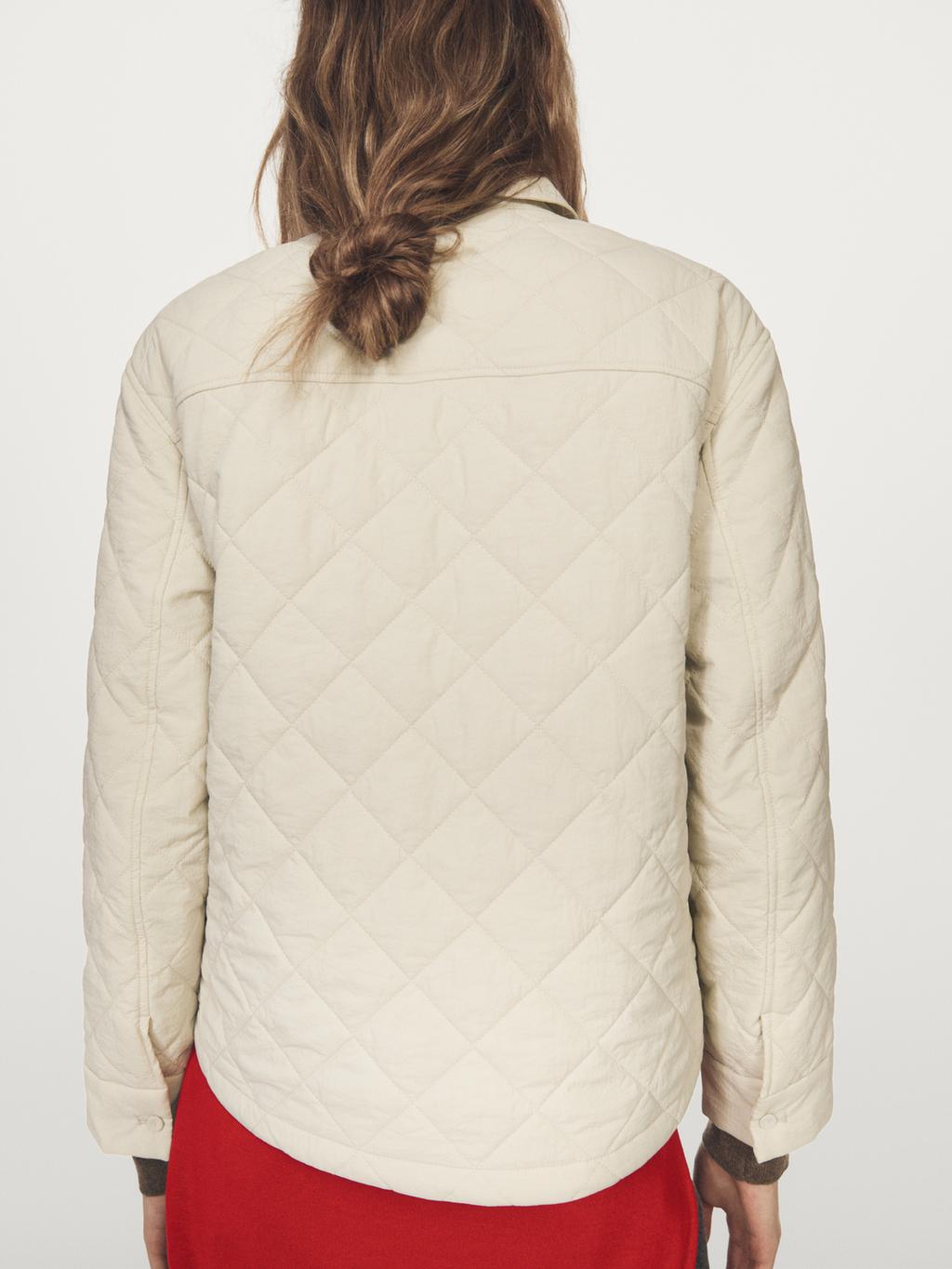 Short quilted jacket with shirt collar
