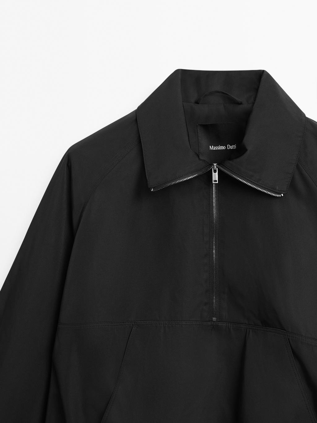 Technical fabric sweatshirt with zip detail