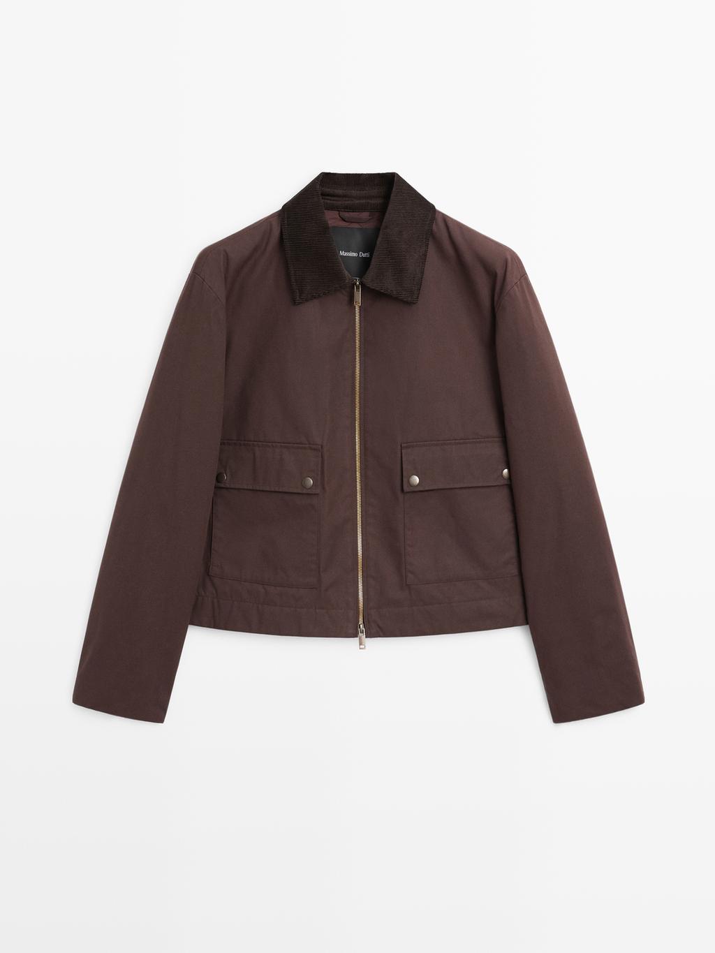 Short jacket with corduroy collar detail