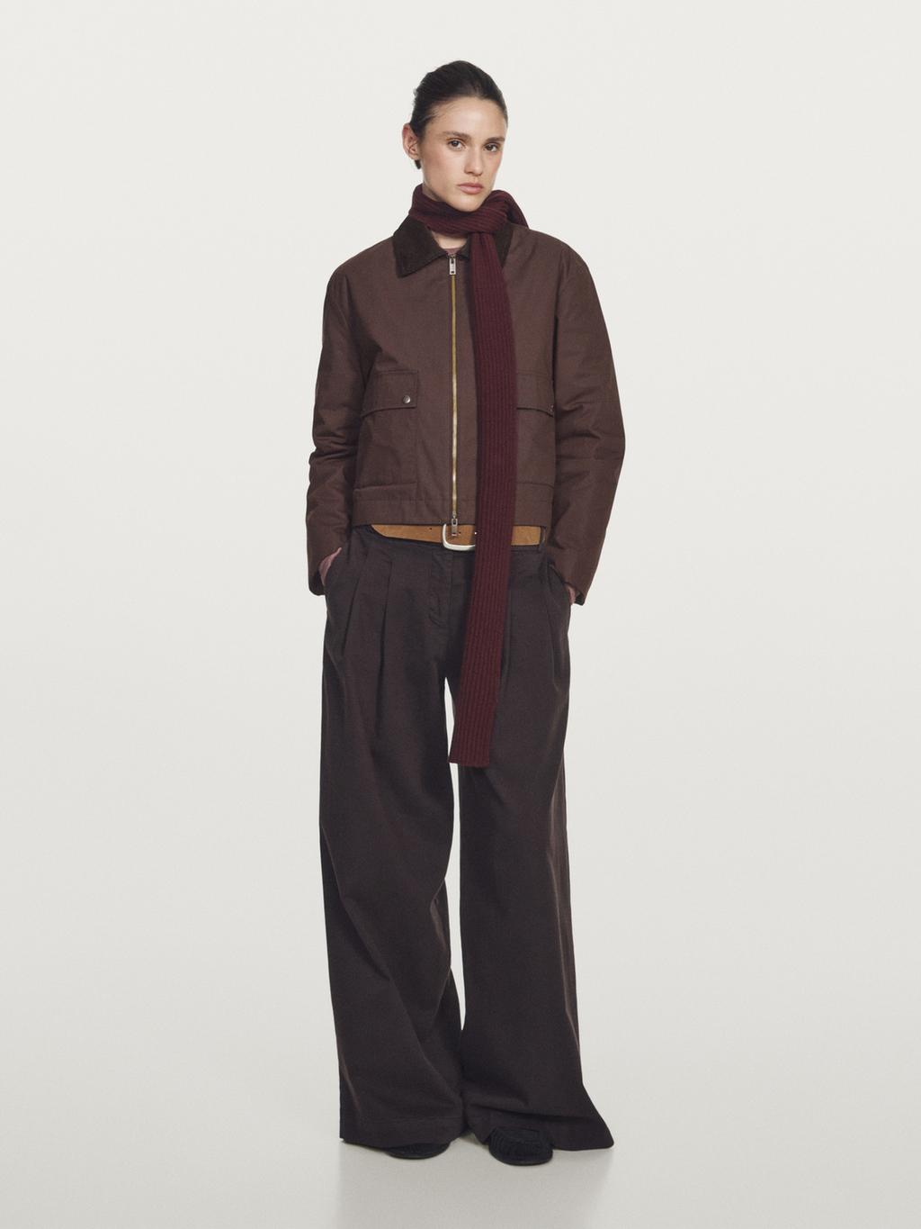 Short jacket with corduroy collar detail