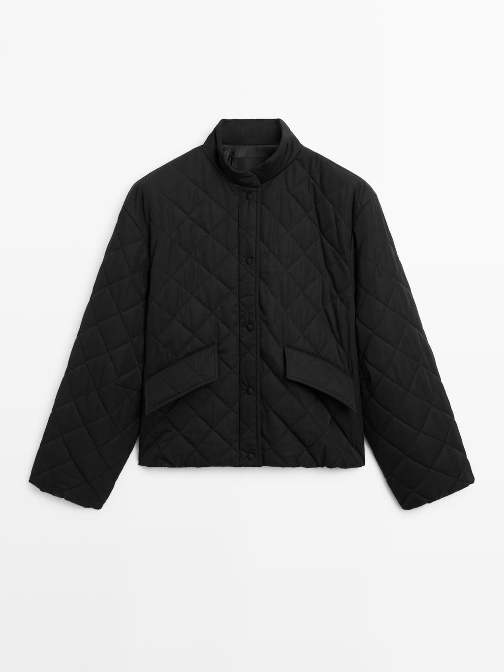 Short water-repellent quilted bomber jacket