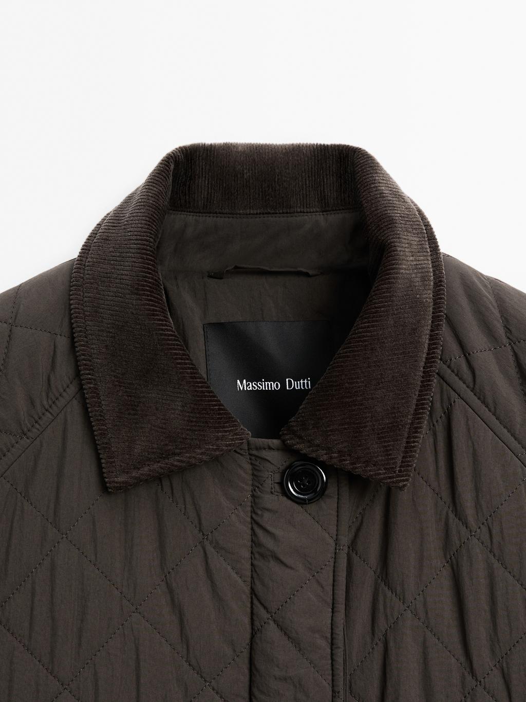 Short water-repellent jacket with corduroy detail