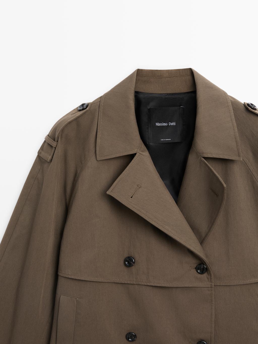 Short trench coat with belt detail