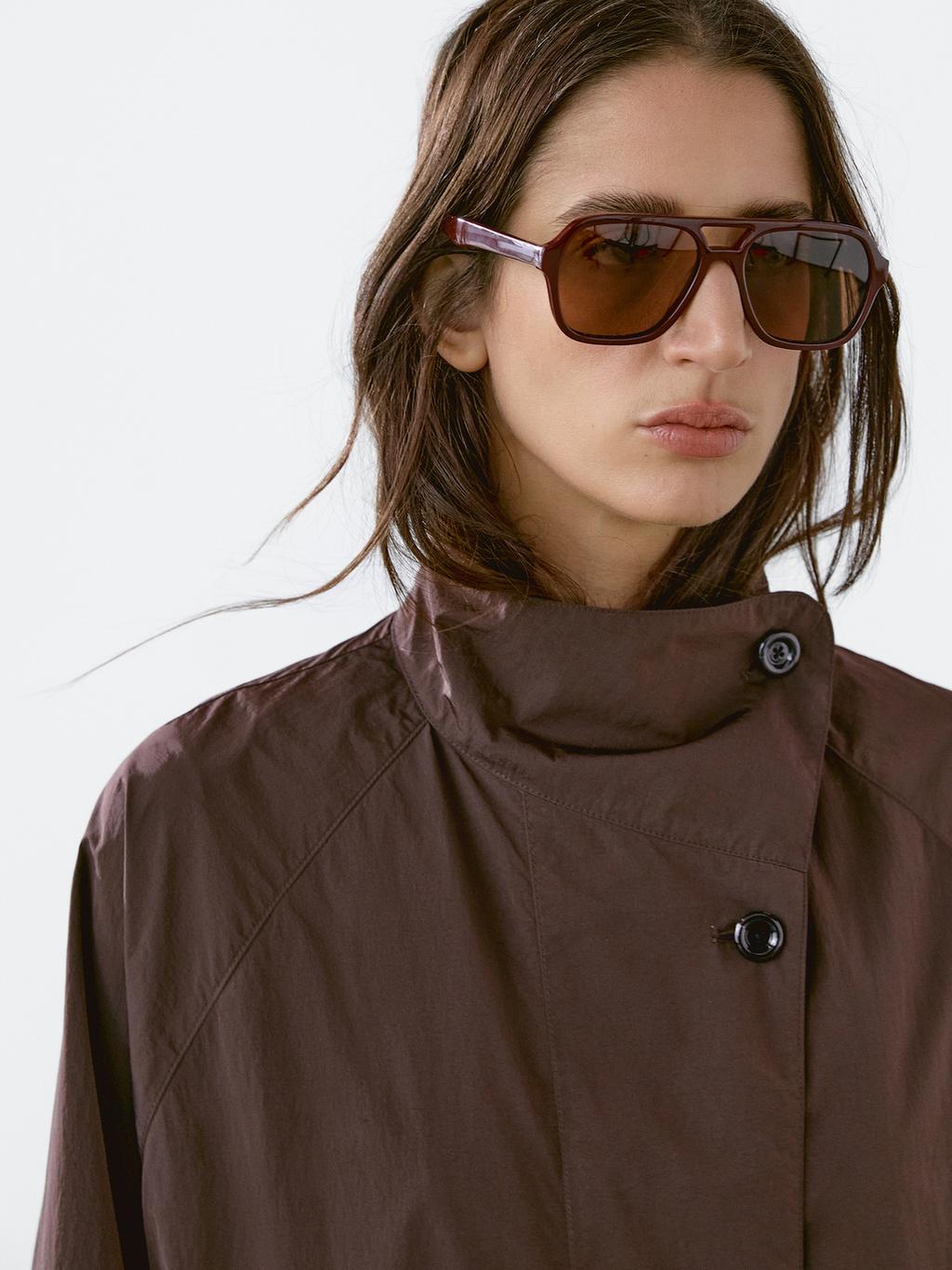 Oversize flowing trench coat in water-repellent fabric