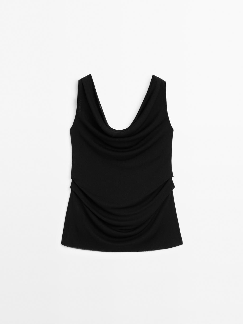 Flowing draped neck top