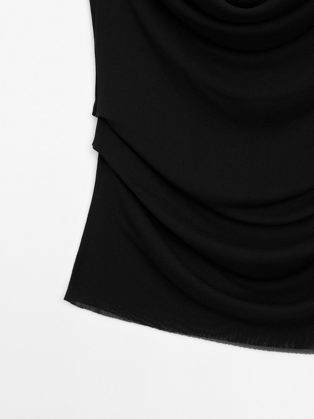 Flowing draped neck top