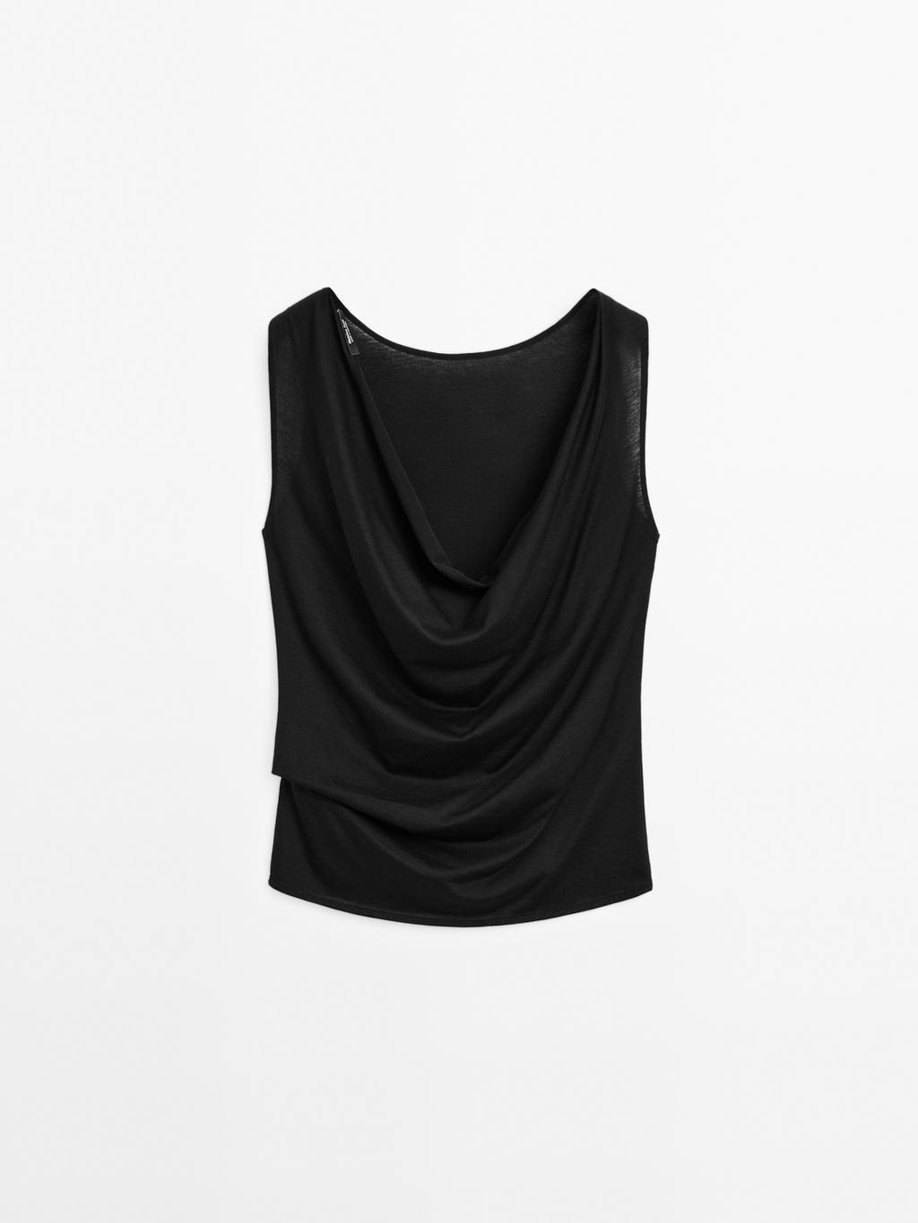 100% cotton top with draped low-cut back