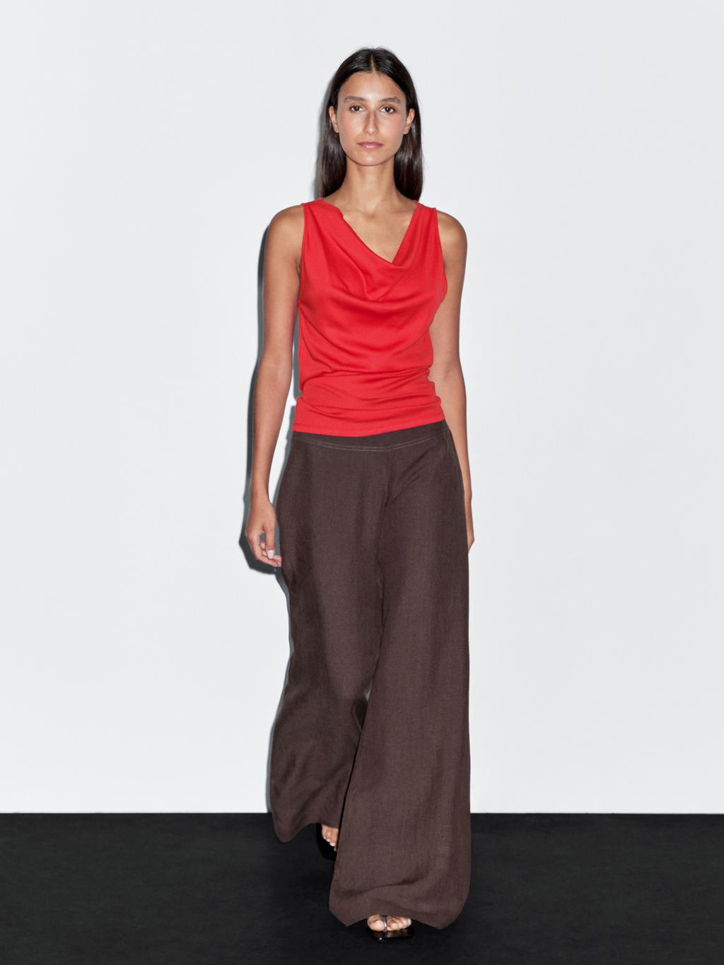 100% cotton top with draped neckline