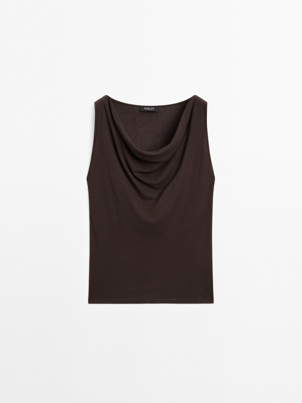 100% cotton top with draped neckline