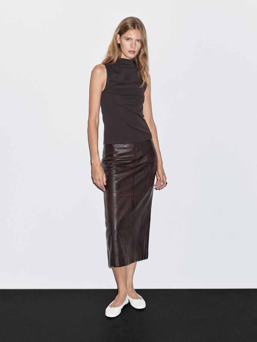 100% cotton funnel neck top