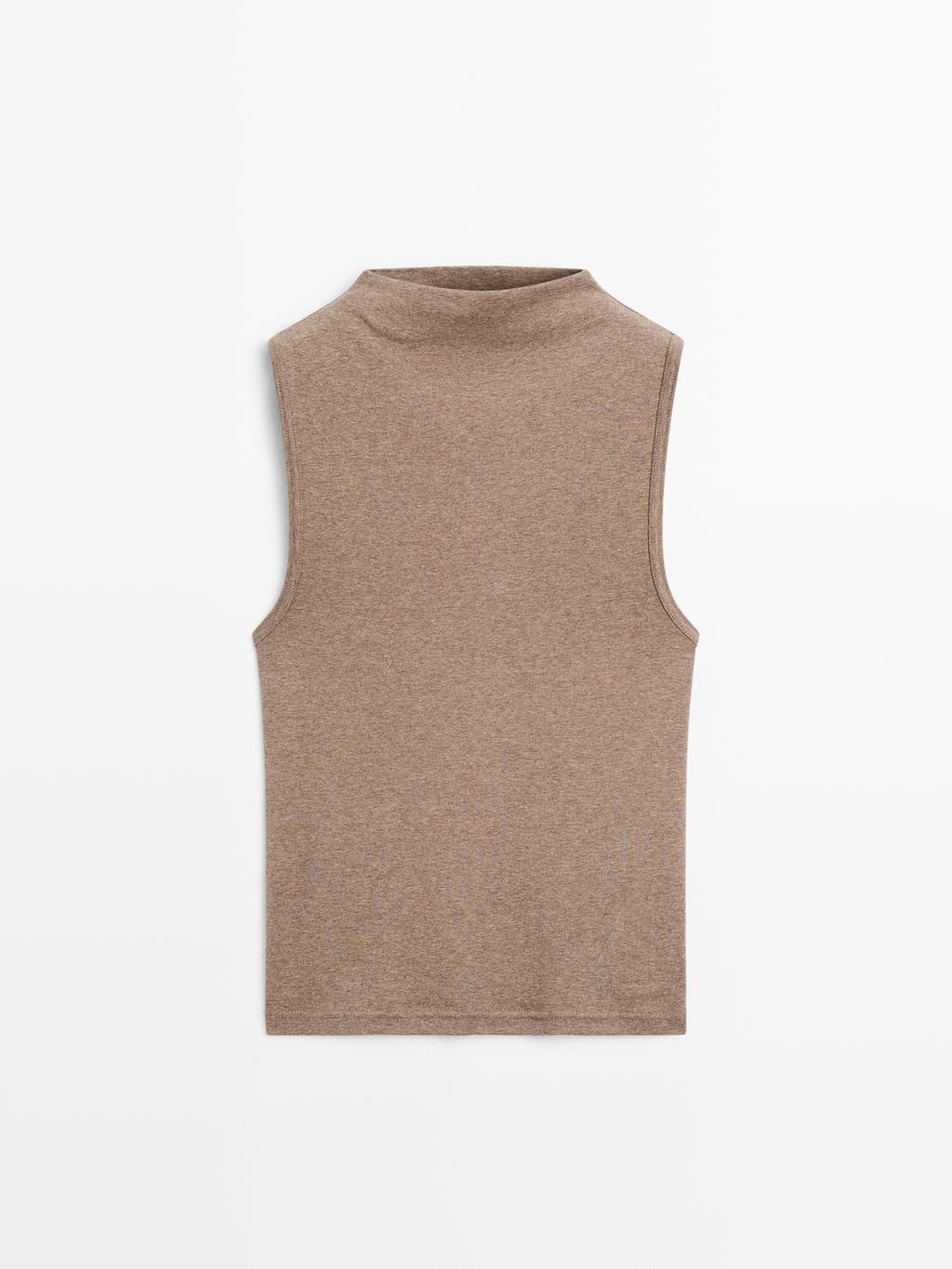 100% cotton funnel neck top
