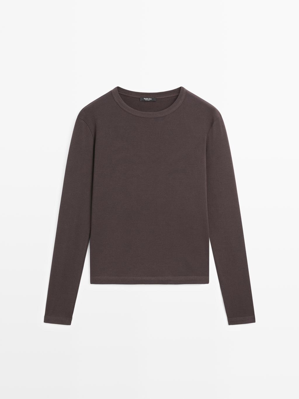 Ribbed long sleeve melange T-shirt