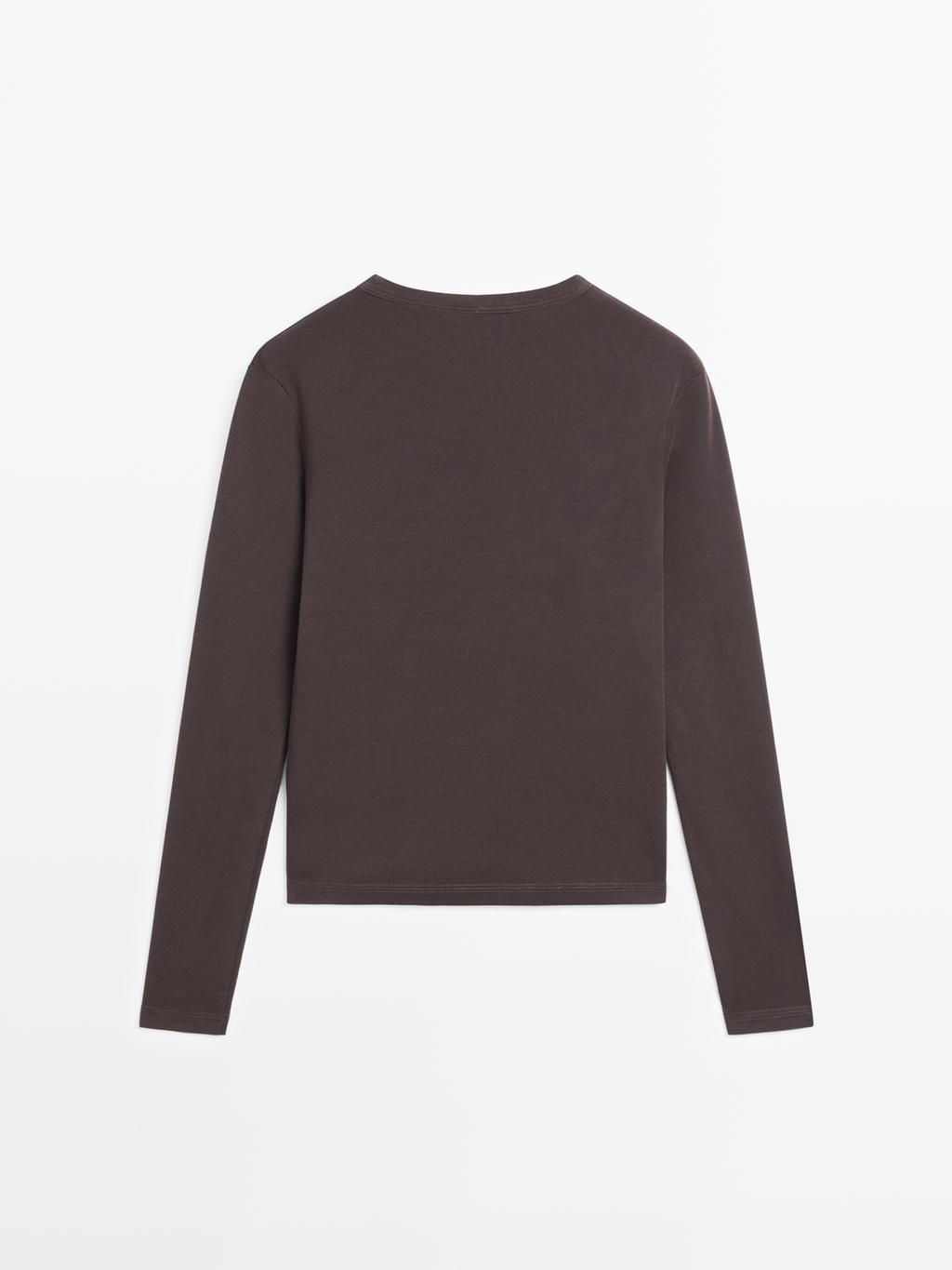 Ribbed long sleeve melange T-shirt