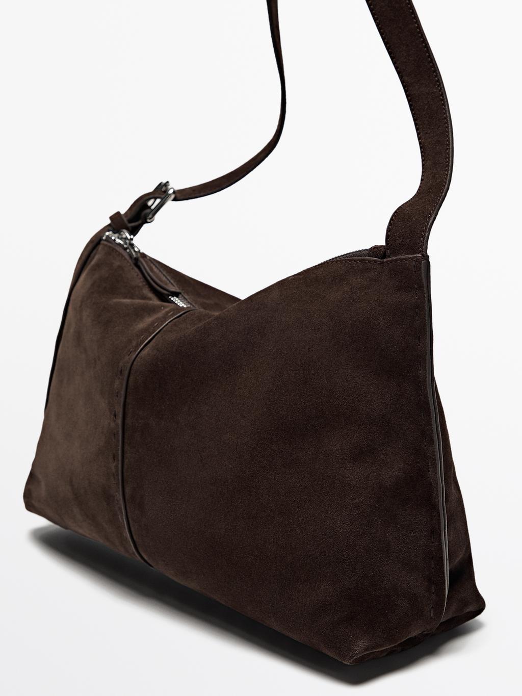 Split suede leather crossbody bag